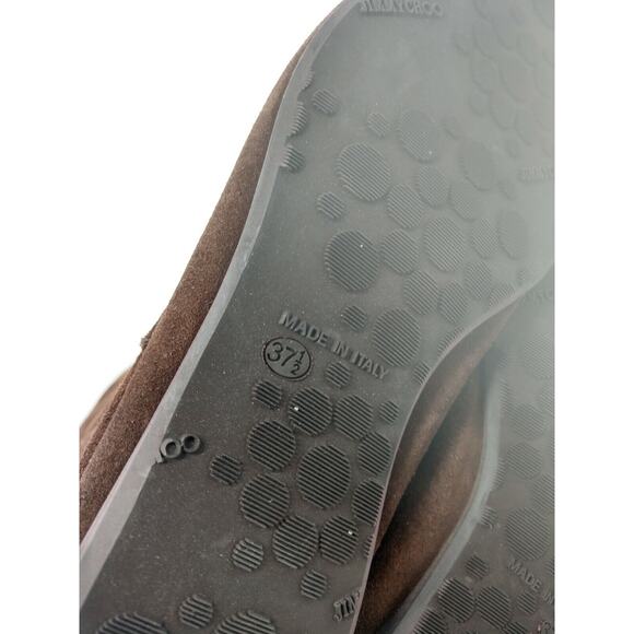 Jimmy Choo Brown Suede Fringed Gold Logo Moccasin Boots EU 37.5 Mid Calf Boho 7M - Picture 6 of 9